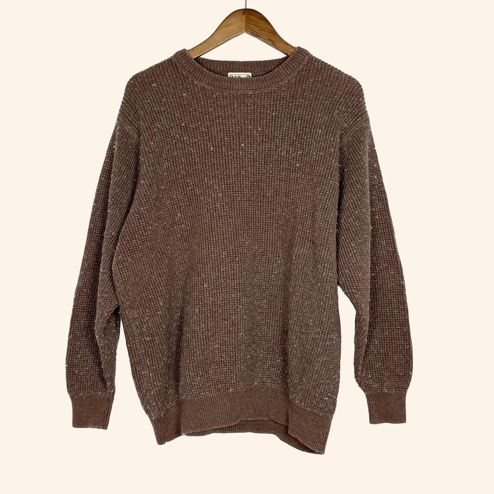 Vintage 1990s L.L.Bean Brown Cotton Wool Crewneck Sweater - Men's XXL